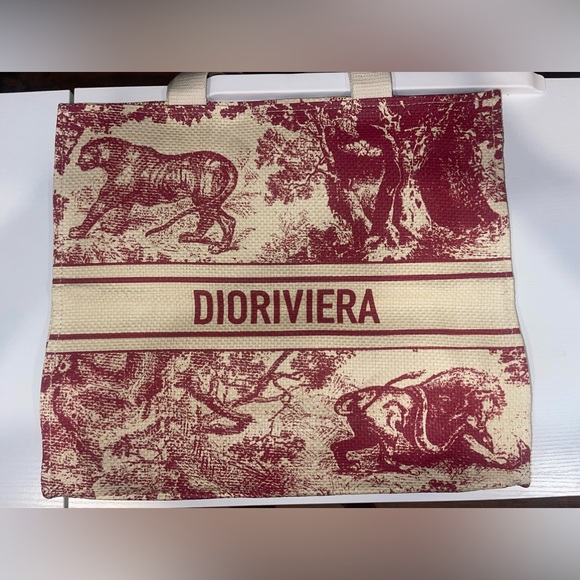New Christian Dior Authentic Dioriviera straw gift tote - Picture 8 of 10